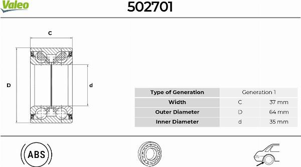 VALEO 502701 - Set rulment roata aaoparts.ro