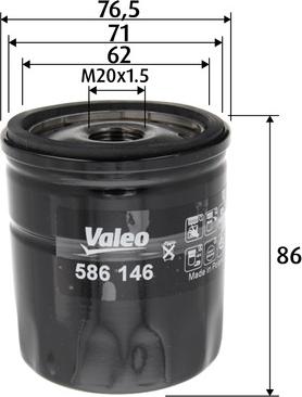 Valeo 586146 - Filtru ulei aaoparts.ro