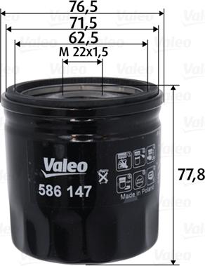 Valeo 586147 - Filtru ulei aaoparts.ro