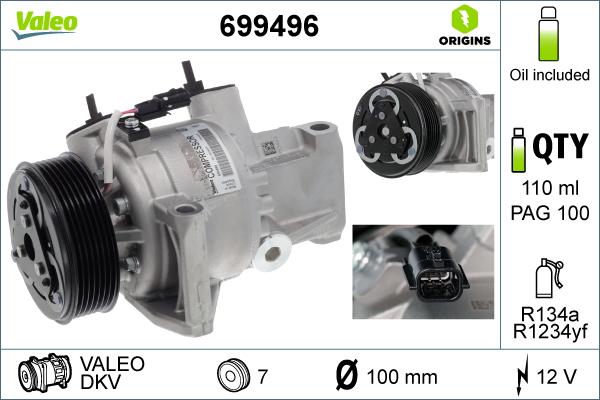 Valeo 699496 - Compresor, climatizare aaoparts.ro