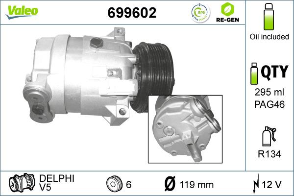 Valeo 699602 - Compresor, climatizare aaoparts.ro