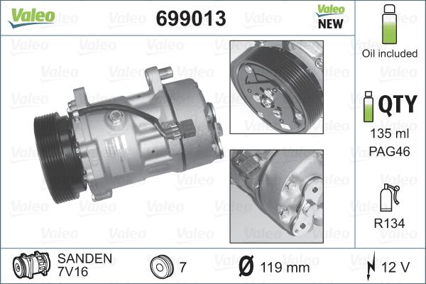 Valeo 699013 - Compresor, climatizare aaoparts.ro
