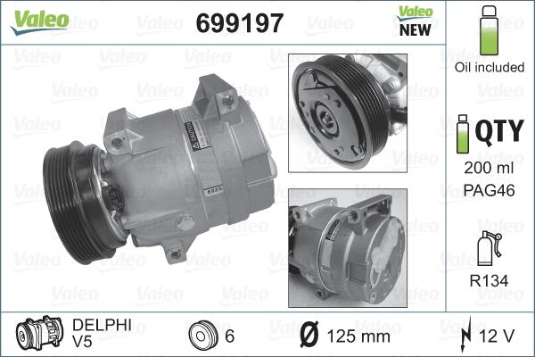 Valeo 699197 - Compresor, climatizare aaoparts.ro