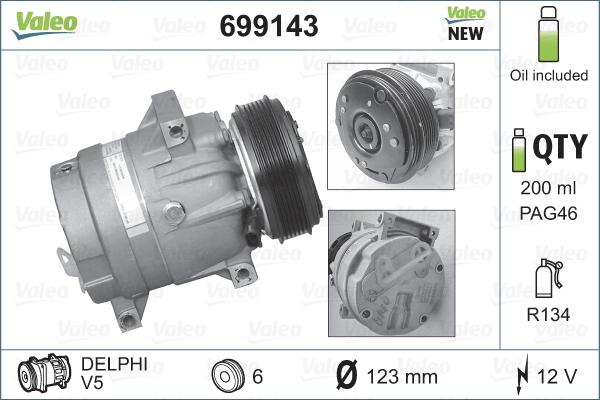 Valeo 699143 - Compresor, climatizare aaoparts.ro