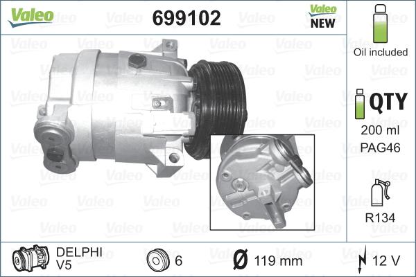 Valeo 699102 - Compresor, climatizare aaoparts.ro