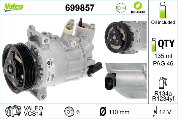 VALEO 699857 - Compresor, climatizare aaoparts.ro