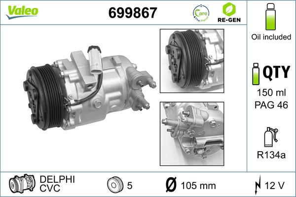 VALEO 699867 - Compresor, climatizare aaoparts.ro