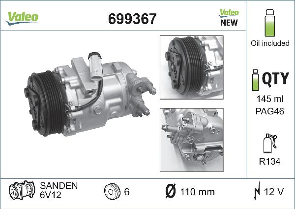 VALEO 699367 - Compresor, climatizare aaoparts.ro