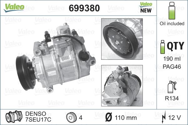 Valeo 699380 - Compresor, climatizare aaoparts.ro