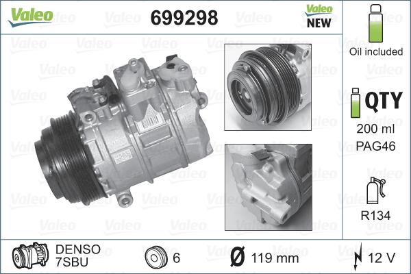 Valeo 699298 - Compresor, climatizare aaoparts.ro