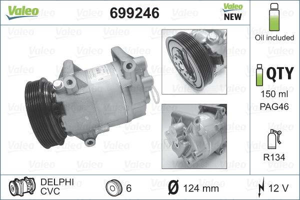 Valeo 699246 - Compresor, climatizare aaoparts.ro