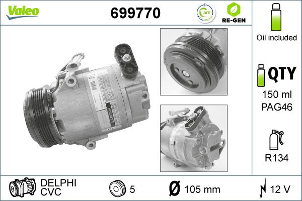 Valeo 699770 - Compresor, climatizare aaoparts.ro