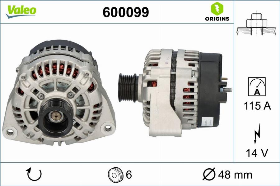 VALEO 600099 - Generator / Alternator aaoparts.ro