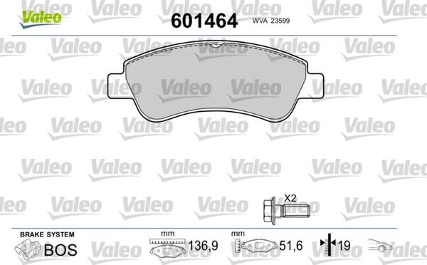 Valeo 601464 - Set placute frana,frana disc aaoparts.ro