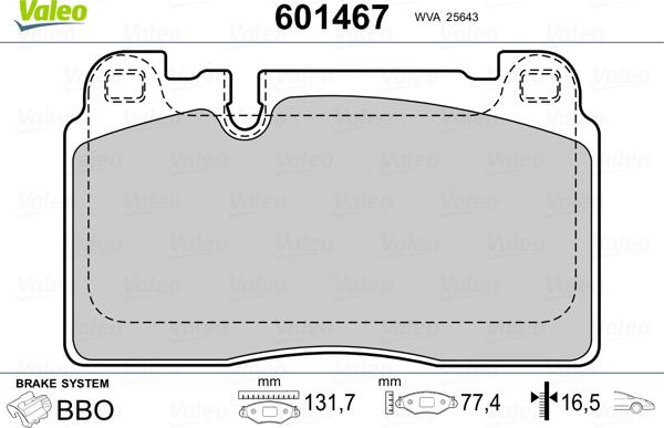 Valeo 601467 - Set placute frana,frana disc aaoparts.ro