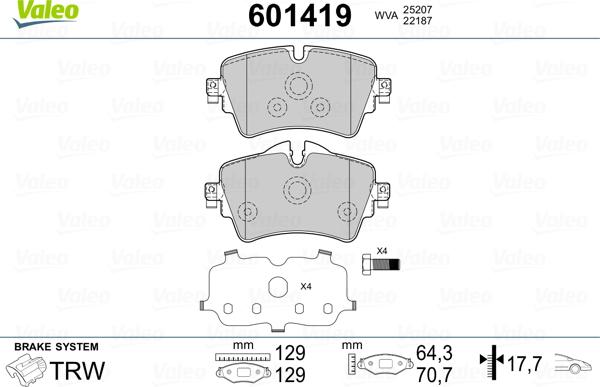 Valeo 601419 - Set placute frana,frana disc aaoparts.ro