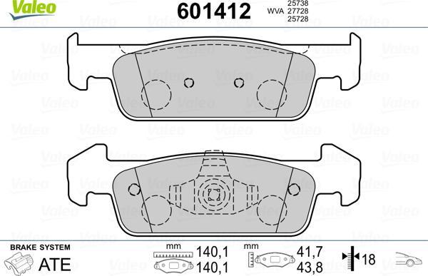 Valeo 601412 - Set placute frana,frana disc aaoparts.ro