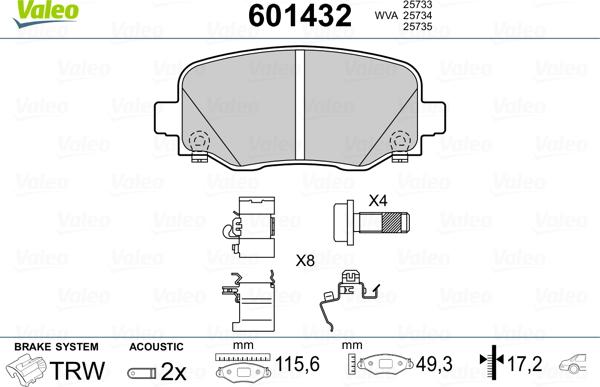 Valeo 601432 - Set placute frana,frana disc aaoparts.ro