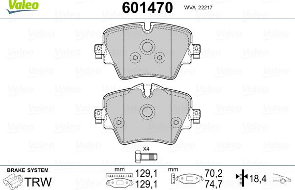 Valeo 601470 - Set placute frana,frana disc aaoparts.ro