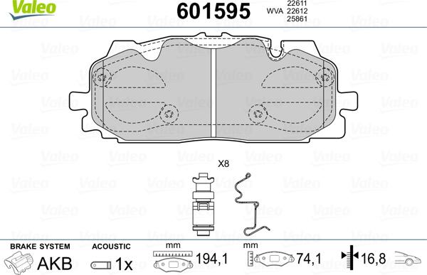 Valeo 601595 - Set placute frana,frana disc aaoparts.ro