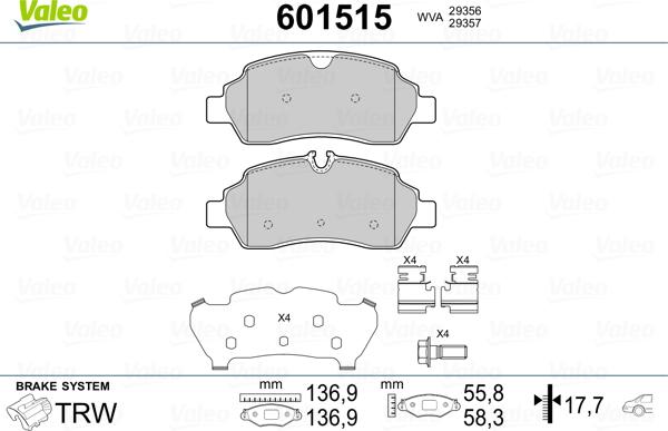 Valeo 601515 - Set placute frana,frana disc aaoparts.ro