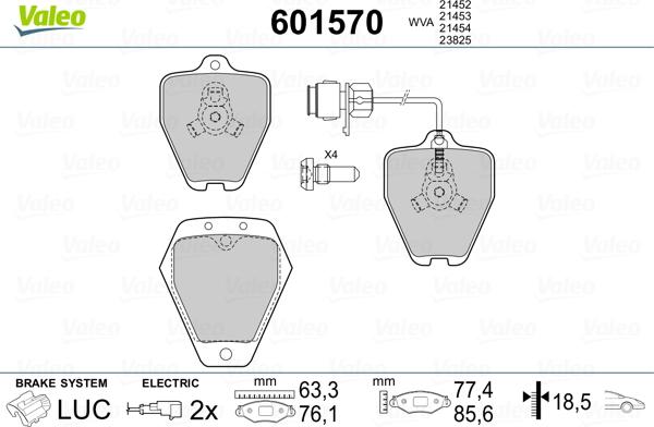 Valeo 601570 - Set placute frana,frana disc aaoparts.ro