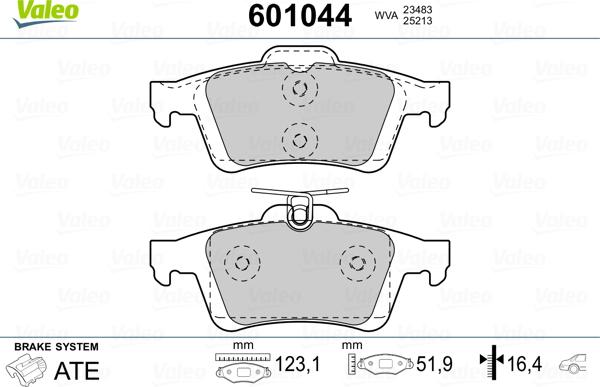 VALEO 601044 - Set placute frana,frana disc aaoparts.ro