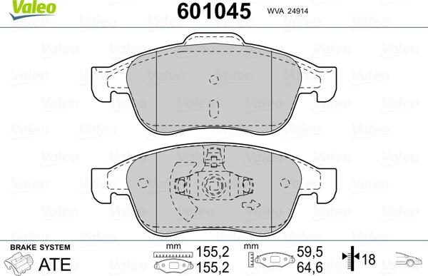 Valeo 601045 - Set placute frana,frana disc aaoparts.ro