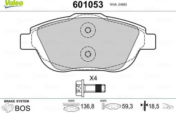 Valeo 601053 - Set placute frana,frana disc aaoparts.ro