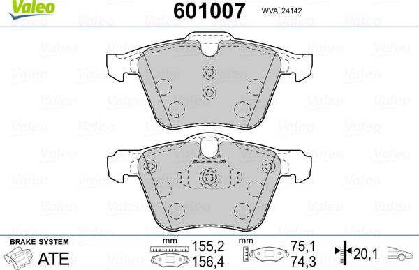 Valeo 601007 - Set placute frana,frana disc aaoparts.ro