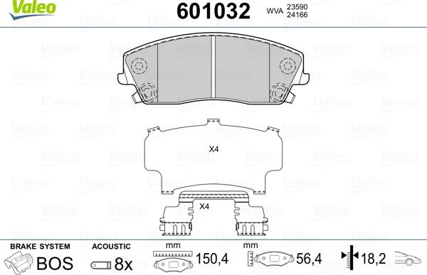 Valeo 601032 - Set placute frana,frana disc aaoparts.ro