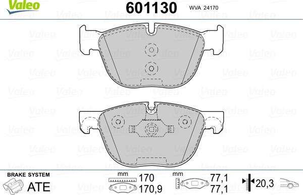 Valeo 601130 - Set placute frana,frana disc aaoparts.ro