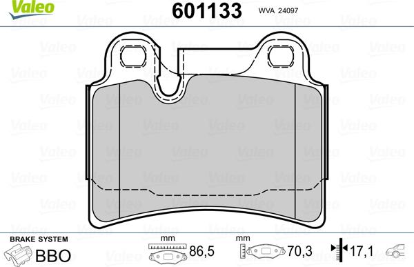 Valeo 601133 - Set placute frana,frana disc aaoparts.ro