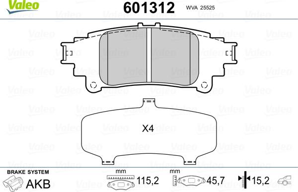 Valeo 601312 - Set placute frana,frana disc aaoparts.ro