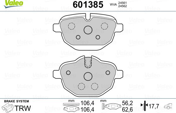VALEO 601385 - Set placute frana,frana disc aaoparts.ro
