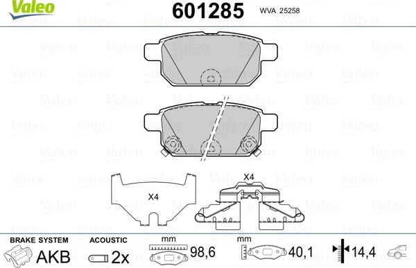 Valeo 601285 - Set placute frana,frana disc aaoparts.ro
