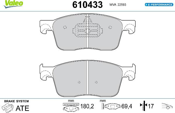 VALEO 610433 - Set placute frana,frana disc aaoparts.ro