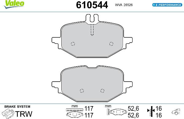 VALEO 610544 - Set placute frana,frana disc aaoparts.ro