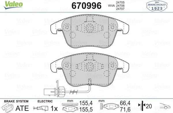 Valeo 670996 - Set placute frana,frana disc aaoparts.ro