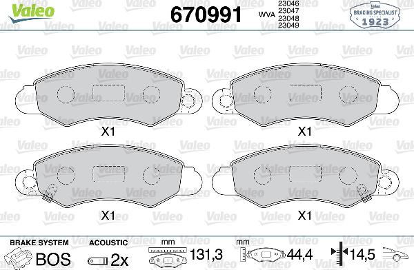 VALEO 670991 - Set placute frana,frana disc aaoparts.ro