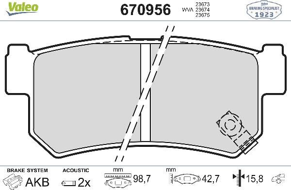 VALEO 670956 - Set placute frana,frana disc aaoparts.ro