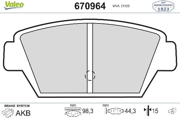 Valeo 670964 - Set placute frana,frana disc aaoparts.ro