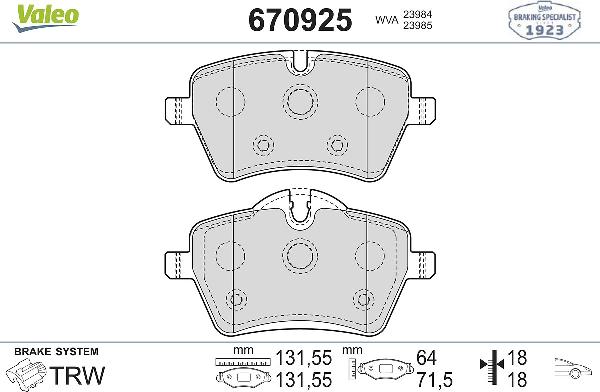 VALEO 670925 - Set placute frana,frana disc aaoparts.ro