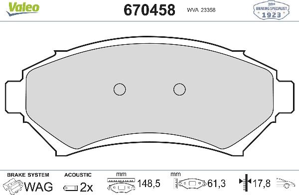 Valeo 670458 - Set placute frana,frana disc aaoparts.ro