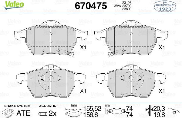 VALEO 670475 - Set placute frana,frana disc aaoparts.ro