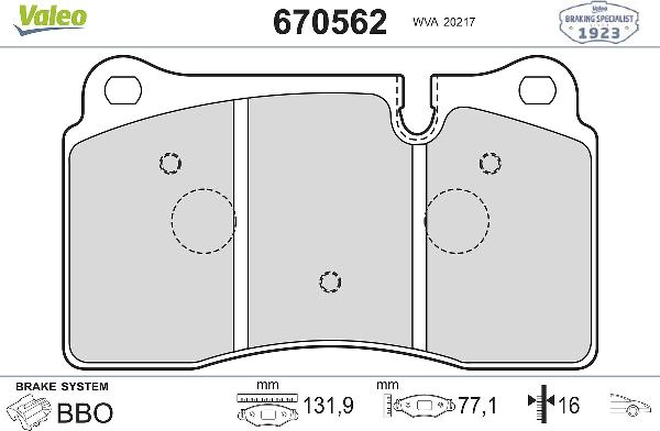VALEO 670562 - Set placute frana,frana disc aaoparts.ro