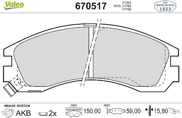 VALEO 670517 - Set placute frana,frana disc aaoparts.ro