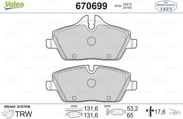 Valeo 670699 - Set placute frana,frana disc aaoparts.ro