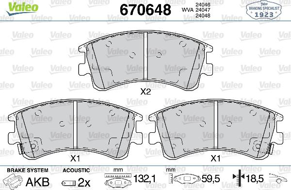 VALEO 670648 - Set placute frana,frana disc aaoparts.ro