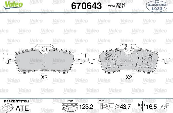 VALEO 670643 - Set placute frana,frana disc aaoparts.ro